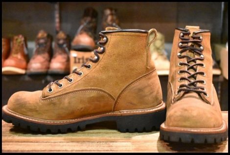 【7D 良品 09年】レッドウィング 2937 ラインマン 茶 ブラウン ベージュ スエード LTT ラグソール ビブラム ブーツ redwing HOPESMORE