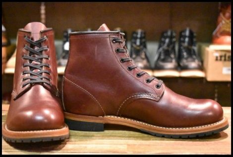 【7.5D 箱付 美品 13年】レッドウィング 9011 ベックマン ブラックチェリー フェザーストーン プレーントゥ ブーツ redwing HOPESMORE