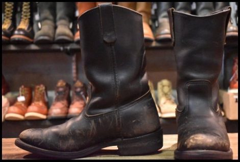 【8E 中古 旧羽タグ 94年】レッドウィング 8155 ペコス 黒 ブラッククローム プルオン ブーツ redwing pecos HOPESMORE
