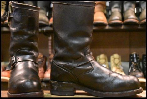 【8E 中古 黒タグ Cマーク PT83】Chippewa チペワ エンジニア 黒 ブラック スチールトゥ ビブラム ブーツ HOPESMORE