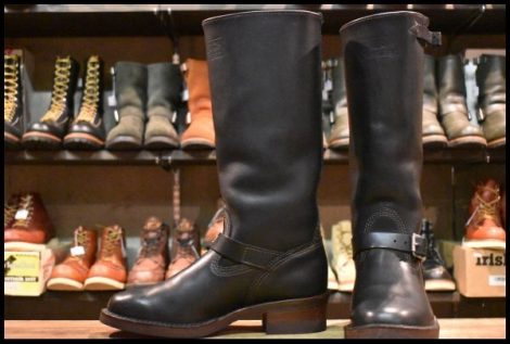 【8E 美品 09年】WESCO ウエスコ ナローボス ロング ブラック 黒 エンジニア ビブラム700ブラウン ブーツ BOSS HOPESMORE