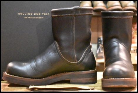 【7 箱付 良品】Rolling dub trio ローリングダブトリオ RDT11AW-A2 CHIMNEY オイルブラック 黒 ペコス ブーツ HOPESMORE