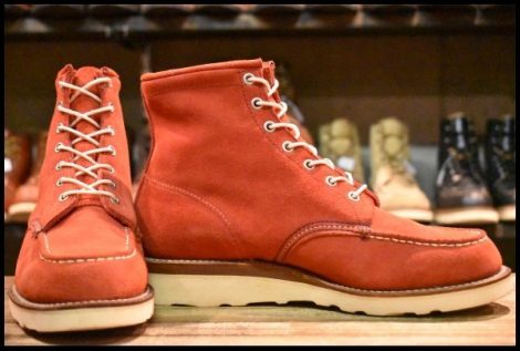 【9E 美品 白タグ】Chippewa チペワ 編み上げブーツ 90313 赤スエード レッド ラフアウト ビブラム4014 レースアップ HOPESMORE