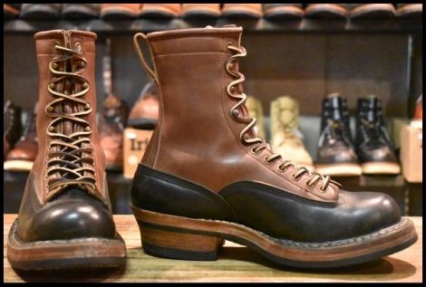 【7E 良品】WHITE’S ホワイツ スモークジャンパーLTT ツートン ブラック×ブラウン 黒 茶 ビブラム430ダブル ブーツ HOPESMORE