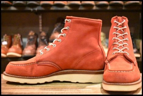 【9E 美品 白タグ】Chippewa チペワ 編み上げブーツ 90313 赤スエード レッド ラフアウト ビブラム4014 レースアップ HOPESMORE