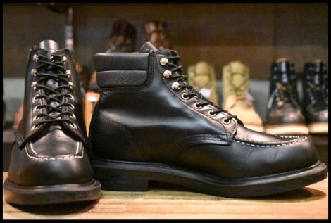 【9E 良品 23年】レッドウィング 8133 スーパーソール 黒 ブラッククローム モックトゥ 編み上げ ブーツ redwing HOPESMORE