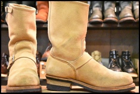 【7.5D 良品 PT91刺繍】レッドウィング 8268 スエード エンジニア ブーツ タン ラフアウト スチールトゥ redwing HOPESMORE