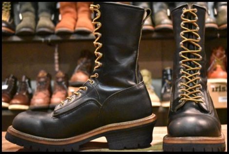 【8.5D 良品 PT91刺繍 98年】レッドウィング 2210 ロガー 黒 ブラッククローム スチールトゥ レースアップ ブーツ redwing HOPESMORE