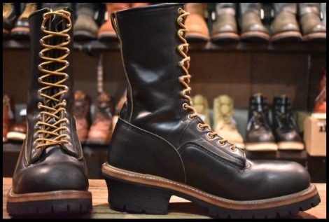 【8.5D 良品 PT91刺繍 98年】レッドウィング 2210 ロガー 黒 ブラッククローム スチールトゥ レースアップ ブーツ redwing HOPESMORE