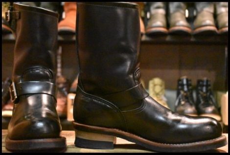 【9D 箱付 良品 11年】レッドウィング 2268 エンジニア 黒 ブラッククローム プルオン スチールトゥ ブーツ redwing HOPESMORE