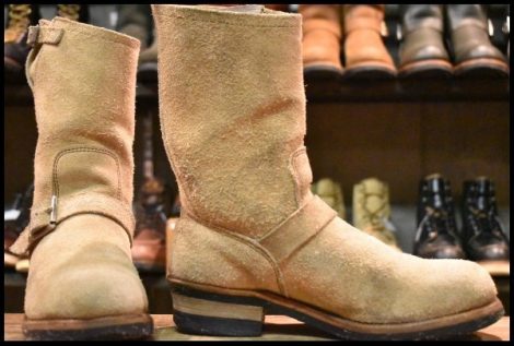 【8D 良品 PT83】レッドウィング 8268 スエード エンジニア タンラフアウト スチールトゥ ベージュ ブーツ redwing HOPESMORE