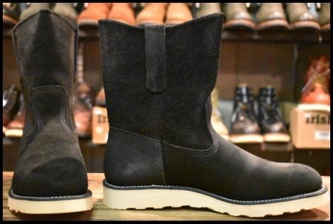 【8.5E 箱付 DEAD BEAMS別注 04年】レッドウィング 8177 黒スエード ペコス ブラック ラフアウト ブーツ redwing pecos HOPESMORE