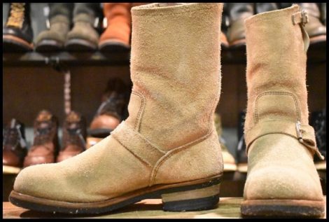 【8D 良品 PT83】レッドウィング 8268 スエード エンジニア タンラフアウト スチールトゥ ベージュ ブーツ redwing HOPESMORE