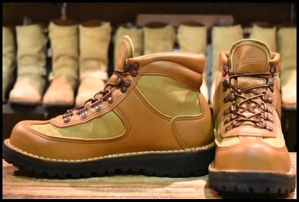 【7.5EE 美品 白タグ】Danner ダナー フェザーライト 20915X 茶 カーキ ゴアテックス GORE-TEX 編み上げ レースアップ ブーツ HOPESMORE