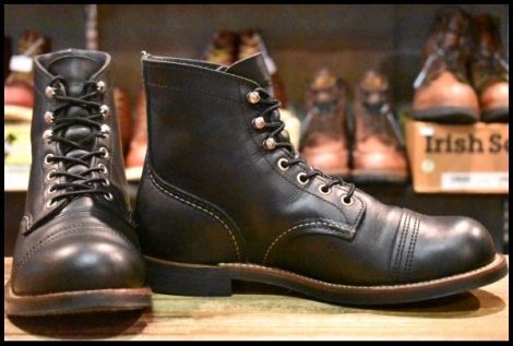 【7D 箱付 美品 22年】レッドウィング 8084 アイアンレンジャー ブラック ハーネス 黒 キャップドトゥ 編み上げ ブーツ redwing HOPESMORE