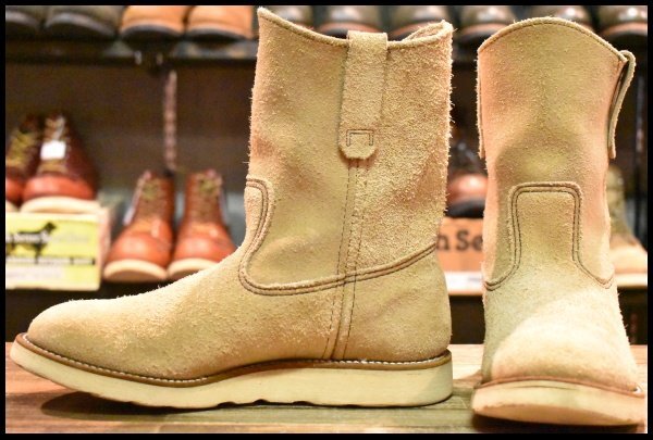 【7.5E 良品 旧羽タグ 96年】レッドウィング 8168 スエード ペコス タン ラフアウト プルオン ブーツ redwing pecos HOPESMORE