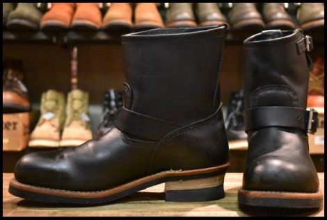 【8D 良品 09年】レッドウィング 2976 ショート エンジニア 黒 ブラッククローム スチールトゥ ブーツ redwing HOPESMORE