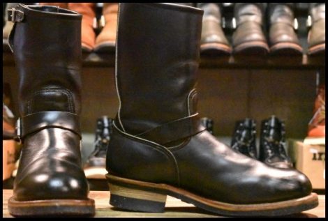 【9D 良品 PT91刺繍】レッドウィング 2268 エンジニア 黒 ブラッククローム スチールトゥ プルオン ブーツ redwing HOPESMORE