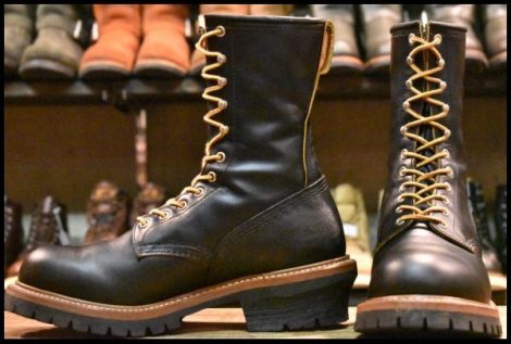 【9D 美品 16年】レッドウィング 9210 ロガー 黒 ブラック クローンダイク 茶芯 スチールトゥ ロング 編み上げ ブーツ redwing HOPESMORE