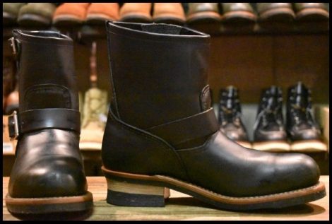 【8D 良品 09年】レッドウィング 2976 ショート エンジニア 黒 ブラッククローム スチールトゥ ブーツ redwing HOPESMORE