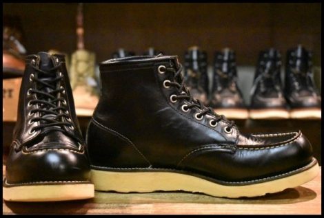 【8E 良品 犬タグ 99年】レッドウィング 8179 アイリッシュセッター 黒 ブラッククローム モックトゥ 編み上げ ブーツ redwing HOPESMORE