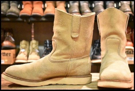 【9.5E 良品 羽タグ】レッドウィング 8168 スエード ペコス タン ラフアウト ベージュ クッションソール ブーツ redwing HOPESMORE