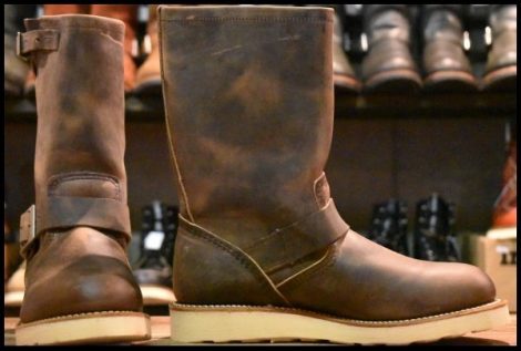 【7.5D 箱付 未使用 09年】レッドウィング 2975 エンジニア 茶 コンクリート ラフ＆タフ クッションソール ブーツ redwing HOPESMORE