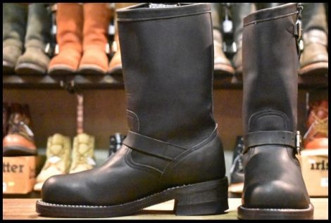 【7E 美品 白タグ】Chippewa チペワ エンジニア 27863 黒 ブラック スチールトゥ 11インチハイト ブーツ HOPESMORE
