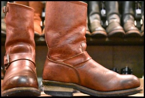 【7D 中古 PT91プリント】レッドウィング 8271 エンジニア 赤茶 オロラセット スチールトゥ ブーツ redwing HOPESMORE