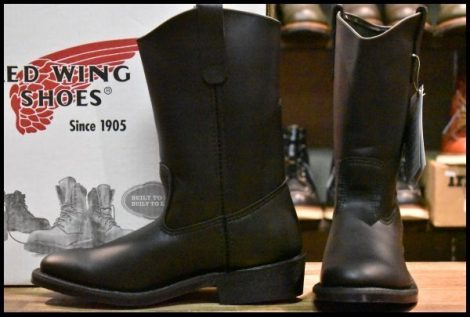 【8E 箱付 未使用 06年】レッドウィング 8155 ペコス 黒 ブラッククローム プルオン ブーツ redwing pecos HOPESMORE