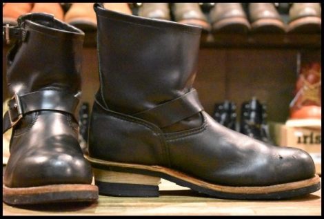 【9D 箱付 良品 08年】レッドウィング 2976 ショート エンジニア 黒 ブラック クローム スチールトゥ ブーツ redwing HOPESMORE