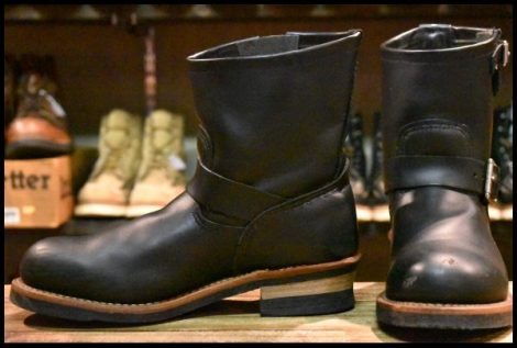 【8.5D 良品 11年】レッドウィング 2976 ショート エンジニア 黒 ブラッククローム スチールトゥ プルオン ブーツ redwing HOPESMORE