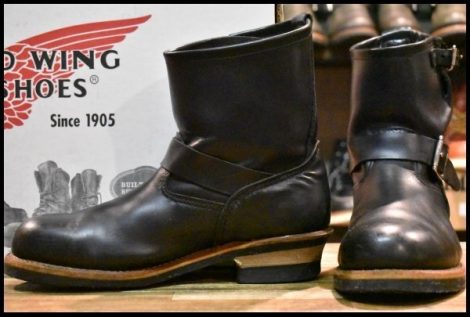 【9D 箱付 良品 08年】レッドウィング 2976 ショート エンジニア 黒 ブラック クローム スチールトゥ ブーツ redwing HOPESMORE