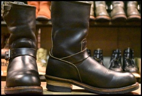 【8D 良品 PT91刺繍】レッドウィング 2268 エンジニア 黒 ブラッククローム スチールトゥ プルオン ブーツ redwing HOPESMORE
