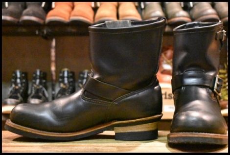 【11D 良品 07年】レッドウィング 2976 ショート エンジニア 黒 ブラッククローム スチールトゥ プルオン ブーツ redwing HOPESMORE