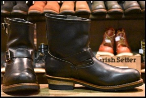 【11D 良品 07年】レッドウィング 2976 ショート エンジニア 黒 ブラッククローム スチールトゥ プルオン ブーツ redwing HOPESMORE
