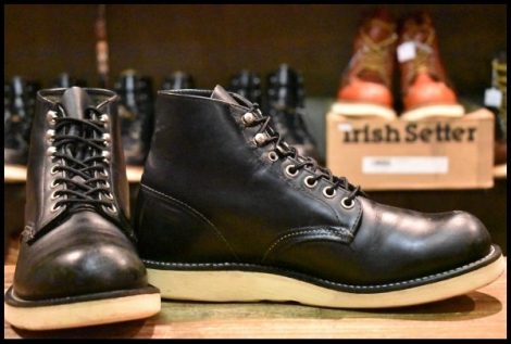 【7D 良品 08年】レッドウィング 8165 アイリッシュセッター 黒 ブラッククローム プレーントゥ 編み上げ ブーツ redwing HOPESMORE