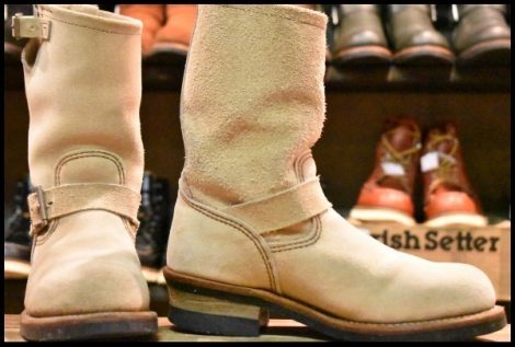 【6.5D 良品 11年】レッドウィング 8268 スエード エンジニア ホーソーンアビレーンラフアウト ベージュ ブーツ redwing HOPESMORE