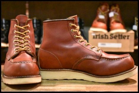 【7E 箱付 良品 犬タグ復刻 18年】レッドウィング 8875 アイリッシュセッター 赤茶 オロラセット モックトゥ ブーツ redwing HOPESMORE