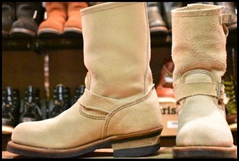 【6.5D 良品 11年】レッドウィング 8268 スエード エンジニア ホーソーンアビレーンラフアウト ベージュ ブーツ redwing HOPESMORE