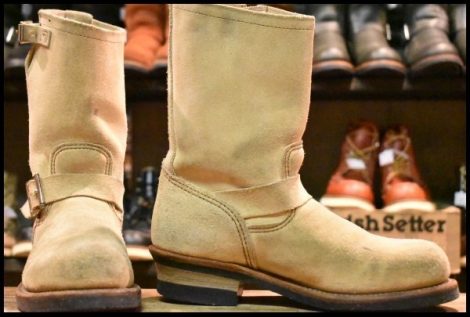 【8D 良品 11年】レッドウィング 8268 スエード エンジニア ホーソーンアビレーンラフアウト ベージュ ブーツ redwing HOPESMORE