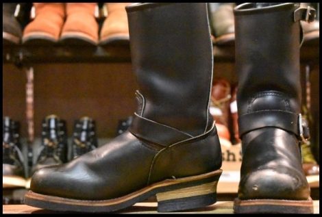 【5.5D 良品 PT99刺繍】レッドウィング 2268 エンジニア 黒 ブラッククローム スチールトゥ プルオン ブーツ redwing HOPESMORE