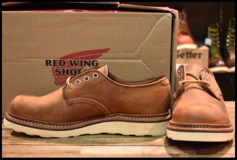 【7D 箱付 未使用 17年】レッドウィング 8005 オックスフォード ラフ＆タフ プレーントゥ 茶 短靴 ブーツ redwing HOPESMORE