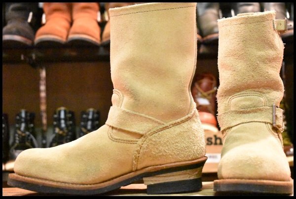 【7.5D 良品 14年】レッドウィング 8268 スエード エンジニア ホーソーンアビレーンラフアウト ベージュ ブーツ redwing HOPESMORE