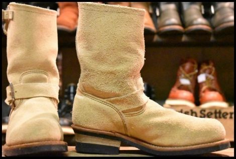 【7.5D 良品 14年】レッドウィング 8268 スエード エンジニア ホーソーンアビレーンラフアウト ベージュ ブーツ redwing HOPESMORE