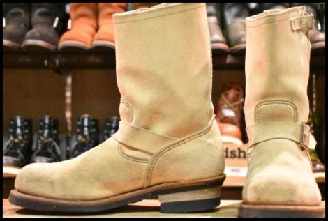 【8D 良品 11年】レッドウィング 8268 スエード エンジニア ホーソーンアビレーンラフアウト ベージュ ブーツ redwing HOPESMORE