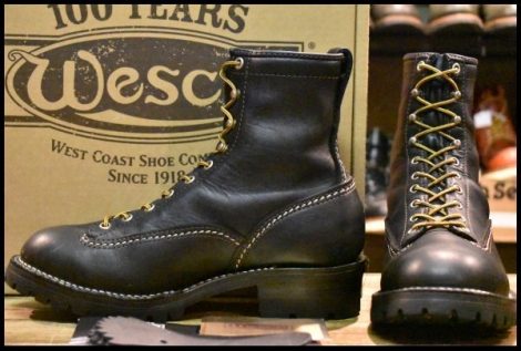 【8.5D 箱付 良品 18年】WESCO ウエスコ カスタムジョブマスターLTT 黒 ブラック ビブラム100シングル レースアップ ブーツ HOPESMORE