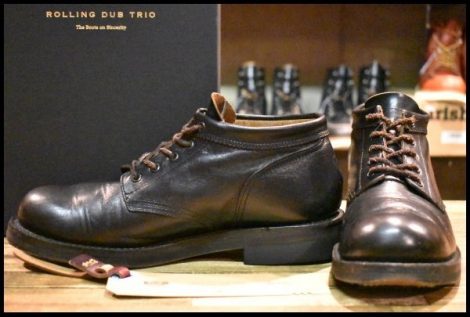 【7.5 箱付 良品】Rolling dub trio ローリングダブトリオ コペン RDT-A01 ホースハイド オールブラック 黒 レースアップ ブーツ HOPESMORE