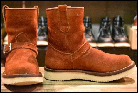 【UK7 良品】VIBERG ヴァイバー 87ショートシフト レッド ラフアウト 赤スエード ビブラム2021シングル エンジニア ブーツ HOPESMORE