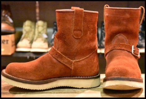 【UK7 良品】VIBERG ヴァイバー 87ショートシフト レッド ラフアウト 赤スエード ビブラム2021シングル エンジニア ブーツ HOPESMORE